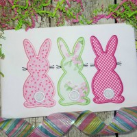 Bunny Trio Machine Applique in Satin Stitch